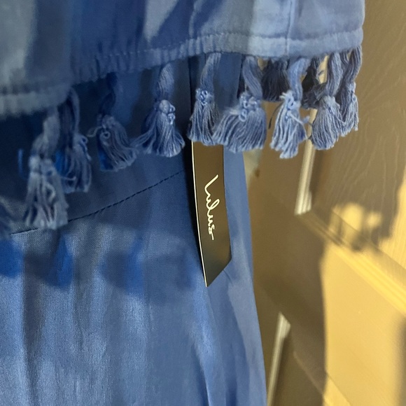 NWTLuLus Cold Shoulder Dress with Pom Poms - Picture 2 of 2